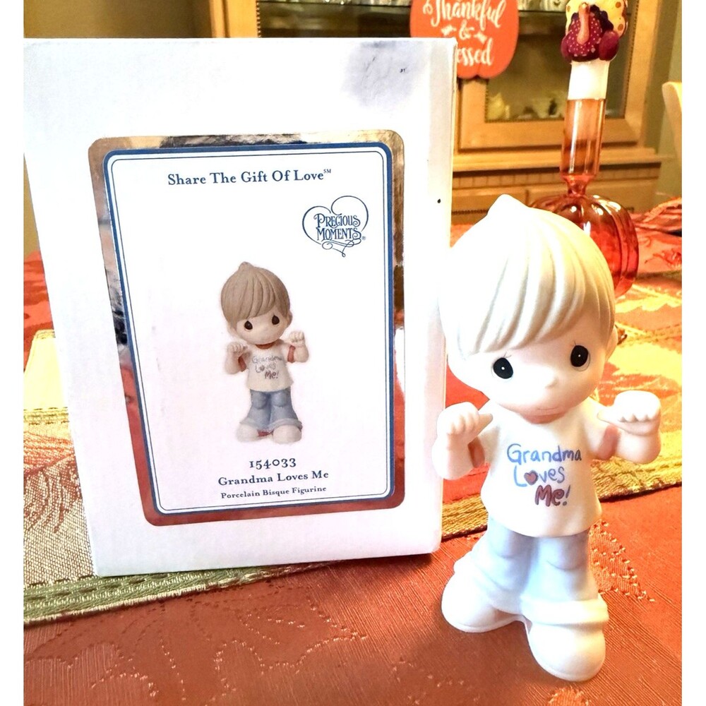 2015 Precious Moments GRANDMA LOVES ME 154033 Boy Figurine With Box